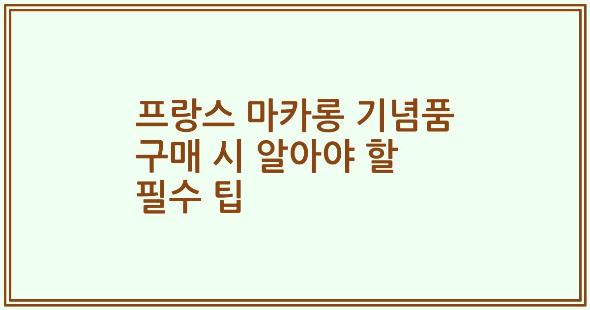 프랑스 마카롱 기념품 구매 시 알아야 할 필수 팁